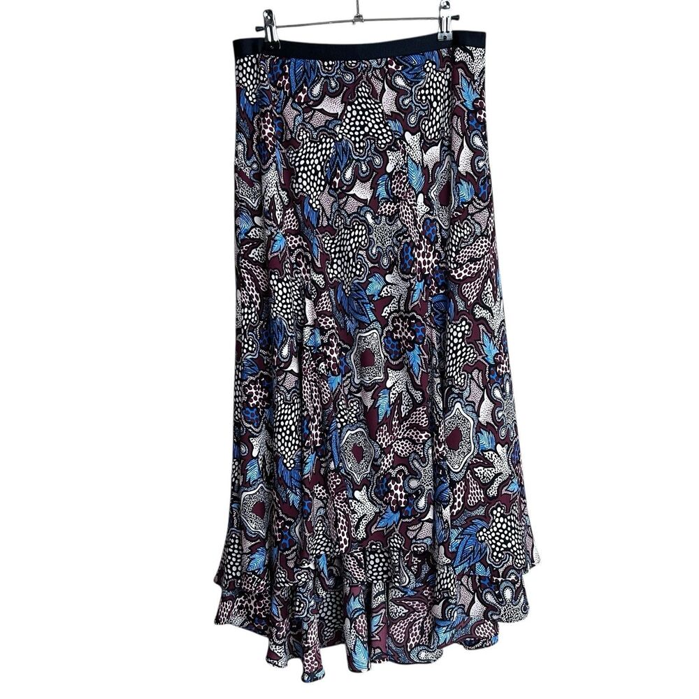 DVF DIANE VON FURSTENBERG MIDI Skirt Women's 10 Debra Floral Print Flowy Chic